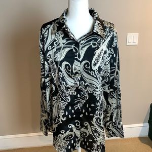 Black blouse with cream detailing